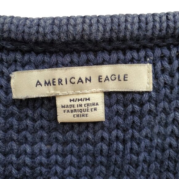 American Eagle Crochet Knit Cropped Tank Navy Blue Size M - Picture 6 of 11